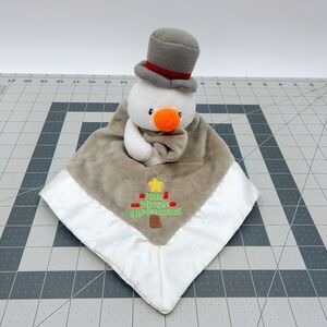 Baby Gund Snowman Lovey “Baby’s 1st Christmas” Security Blanket 4061087 Satin